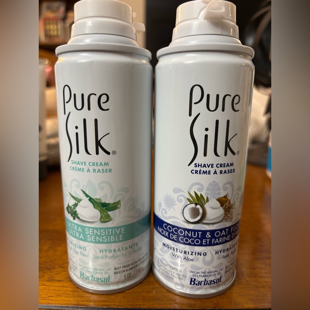 Pure Silk Coconut & Oat Flour and Ultra Sensitive Shaving Cream Cans 5 oz. Cans